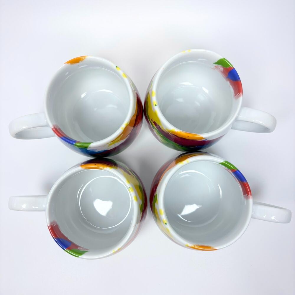 NWOT Konitz Germany Coffee Mugs Tea Cups Lot 4 Rainbow Watercolor Splash Round - Picture 2 of 7